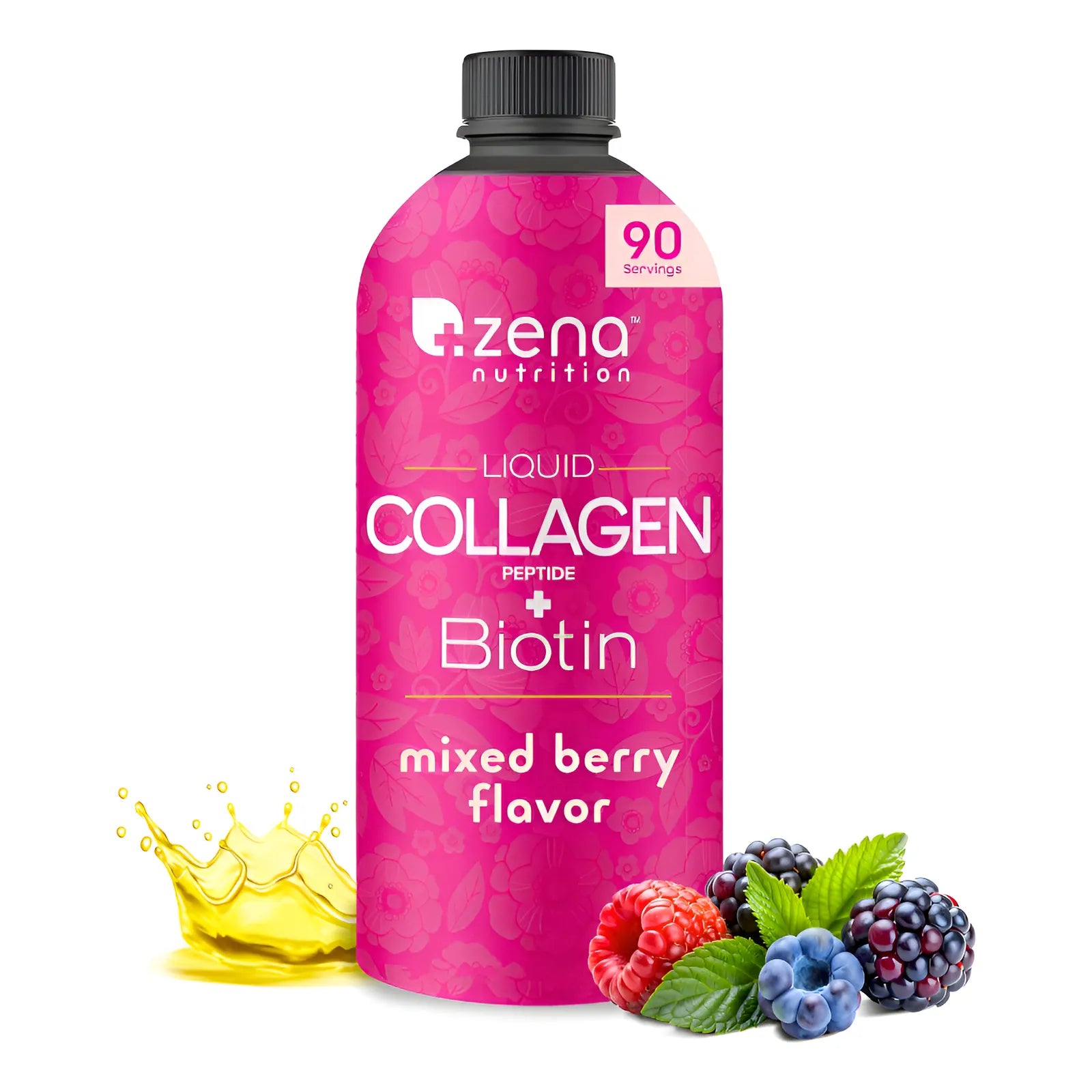 Colageno Liquido Zena Con Biotina Para Bienestar Diario Colágeno + Biotina 2500 Mg Frutos Rojos - Imagen 1