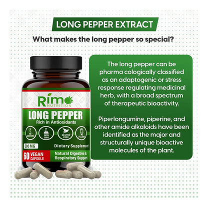Pimienta Larga 60 Cápsulas 500 Mg Suplemento Senolítico Natural Vegano