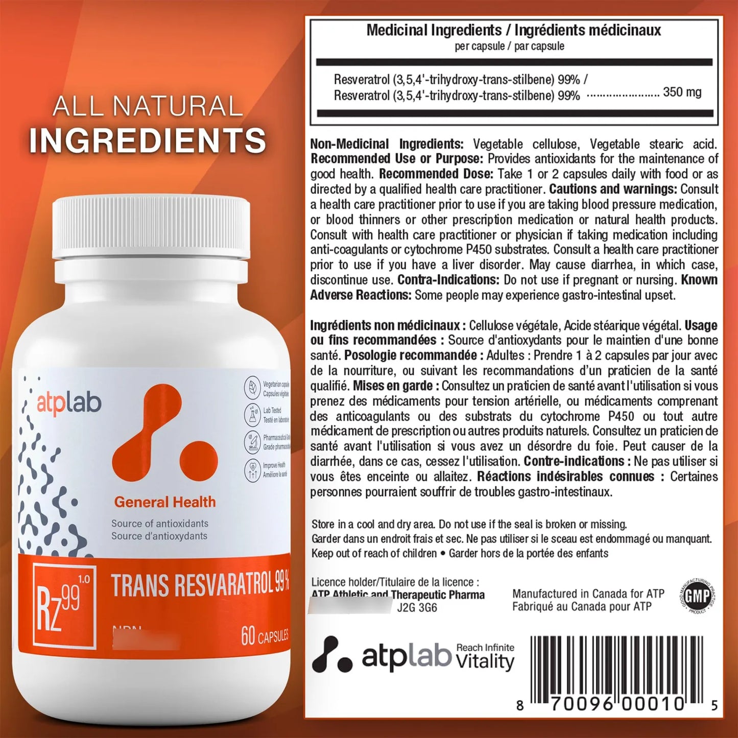 Trans Resveratrol 99 60 Capsulas Antioxidante Natural Piel Joven Y Energia