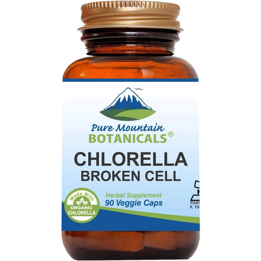 Cápsulas De Chlorella Orgánica 500 Mg Pure Mountain Botanicals Vegano Kosher