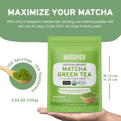 Matcha Orgánico Japonés Premium 100 Porciones Energía Natural Antioxidantes