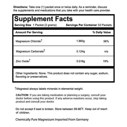 Suplemento De Magnesio Y Zinc En Polvo 260 Mg 33 Bolsitas