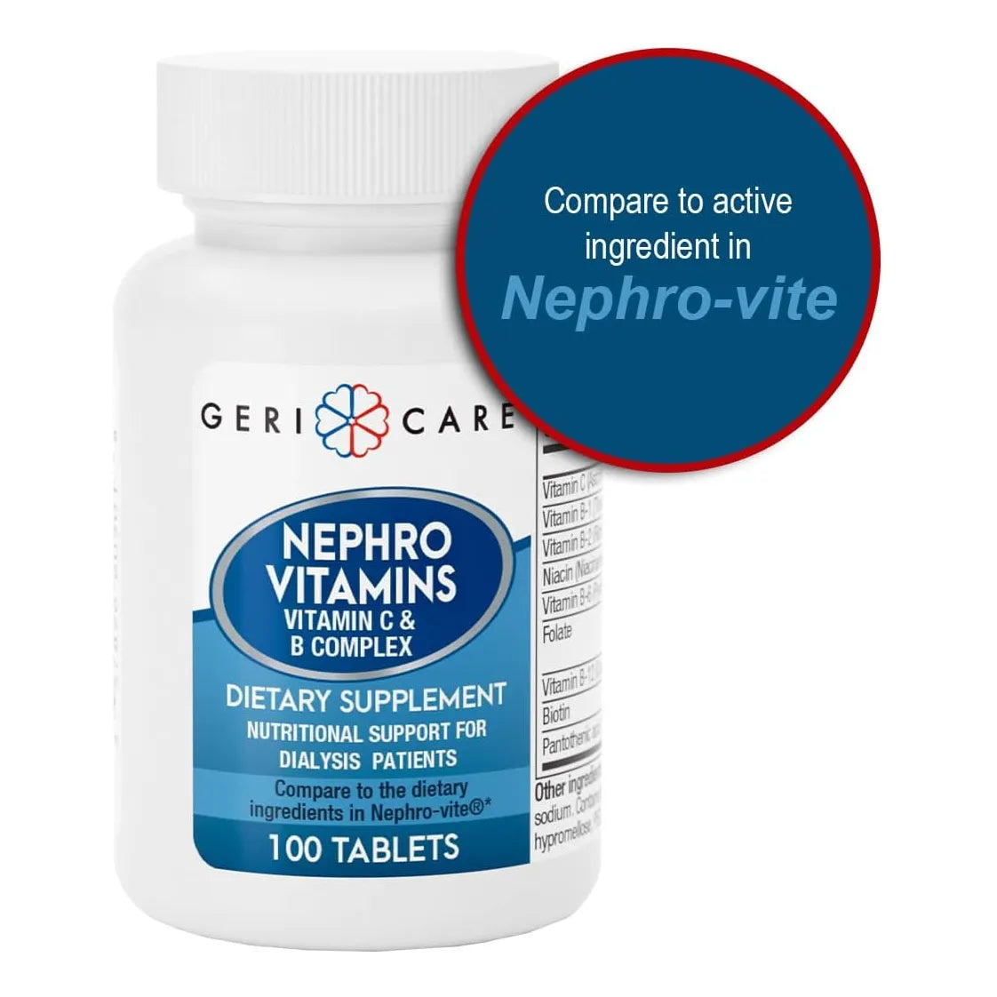 Vitamina C Y Complejo B Tabletas GeriCare Nephro 100 Unidades Salud Renal Y Energía