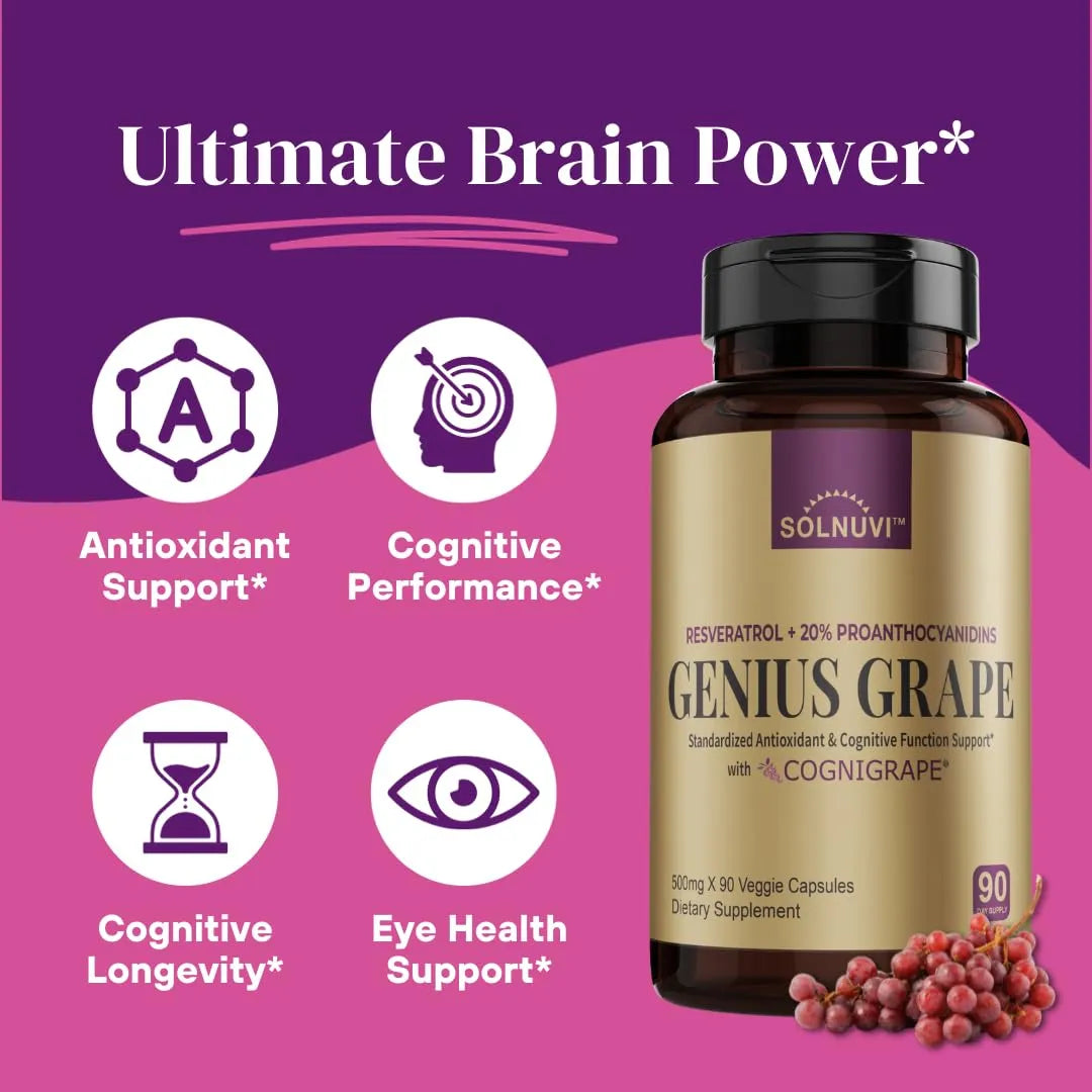 Suplemento Resveratrol 1500 Mg Con Extracto Uva Roja 20 Proantocianidinas Antioxidante Y Salud Cerebral 90 Capsulas