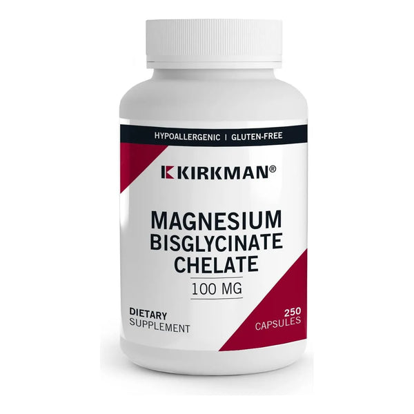 Quelato Bisglicinato De Magnesio Kirkman 250 Capsulas Relaja Musculos Y Promueve Sueño Reparador