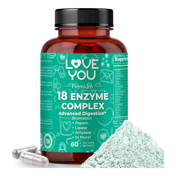 Complejo De 18 Enzimas Digestivas Alta Potencia 60 Capsulas Vegetales Para Mujeres Y Hombres