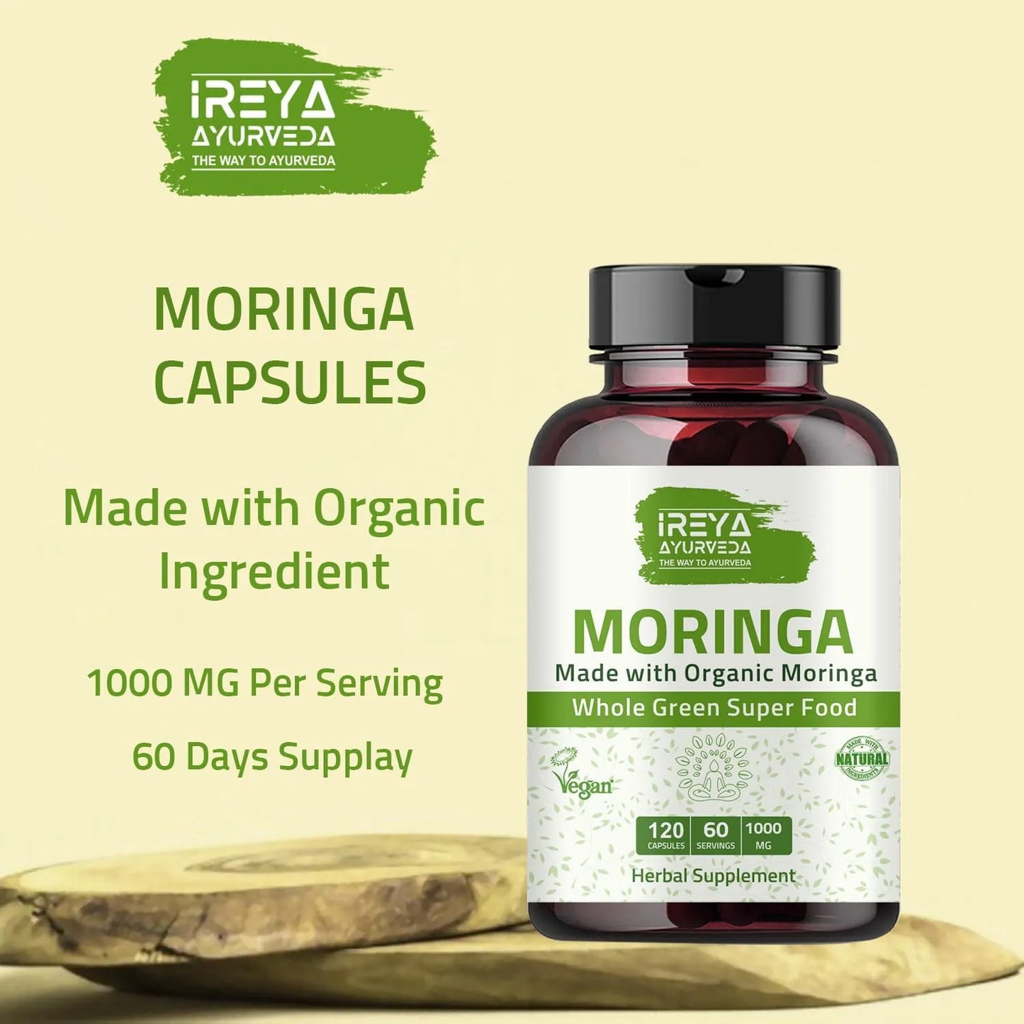 Capsulas De Moringa Organica 1000 Mg 120 Unidades Superalimento Puro