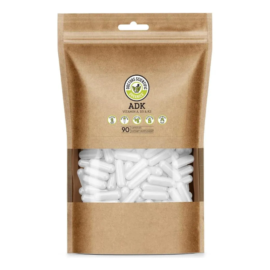 Vitamina ADK 90 Cápsulas Salud Ósea Cardíaca Absorción Calcio Vegano