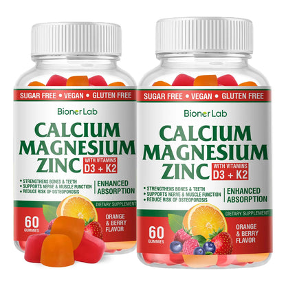 Gomitas De Calcio Magnesio Zinc Con Vitamina D3 K2 Sabor Naranja Y Bayas