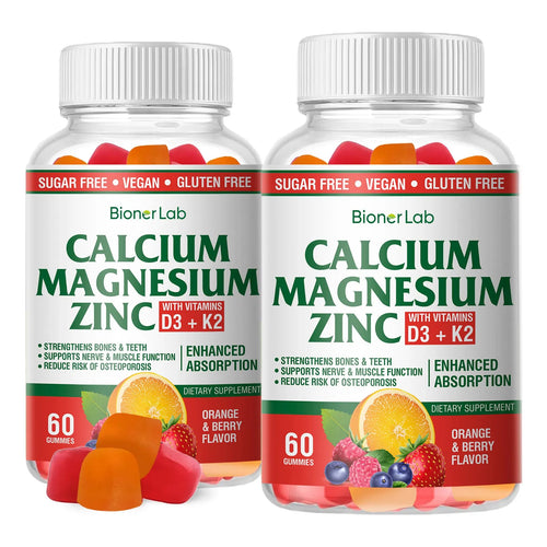 Gomitas De Calcio Magnesio Zinc Con Vitamina D3 K2 Sabor Naranja Y Bayas