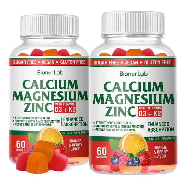 Gomitas De Calcio Magnesio Zinc Con Vitamina D3 K2 Sabor Naranja Y Bayas