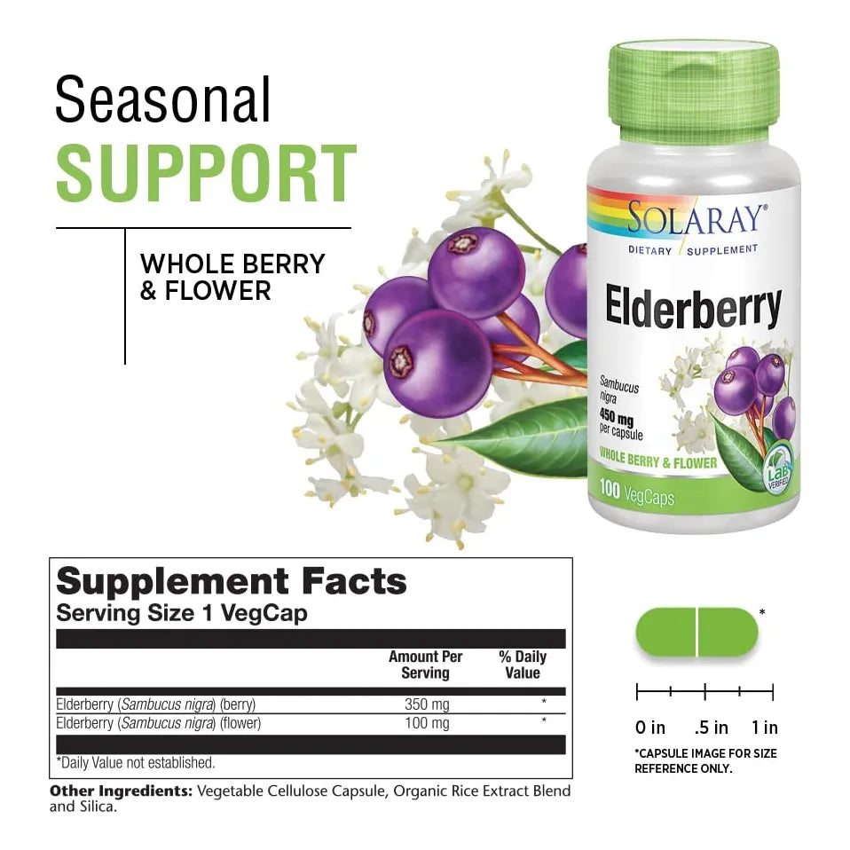 Baya De Saúco Y Flor 450 Mg Apoyo Bienestar General Meses Fríos