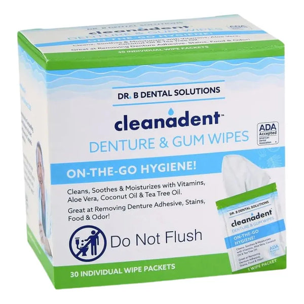 Toallitas Cleanadent Limpieza Profunda Dentaduras Postizas 30 Unidades