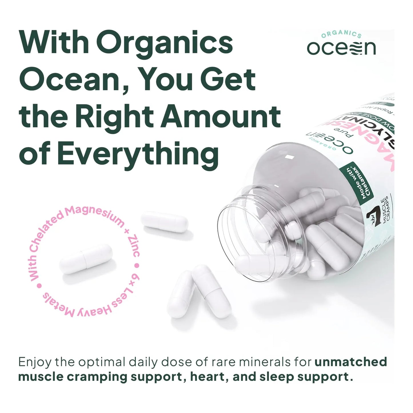 Glicinato De Magnesio Puro Con Zinc Suplemento Para Dormir Y Calambres Musculares
