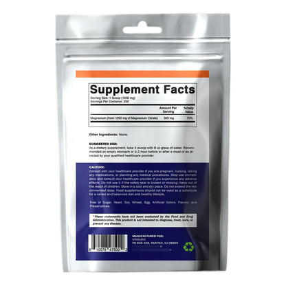 Citrato De Magnesio 1000 Mg Salud Muscular Articular Y Cardíaca 250 Porciones