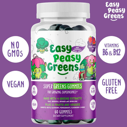 Gomitas Vegetarianas Diarias Para Niños EasyPeasyGreens Con 10 Extractos Vegetales
