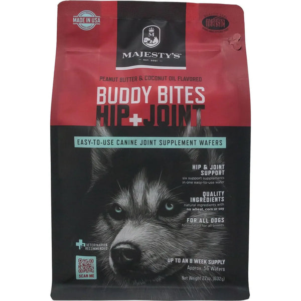 Majestys Buddy Bites Obleas De Cadera Y Articulaciones Para Perros Medianos Y Grandes Sabor Mantequilla De Maní 56 Unidades
