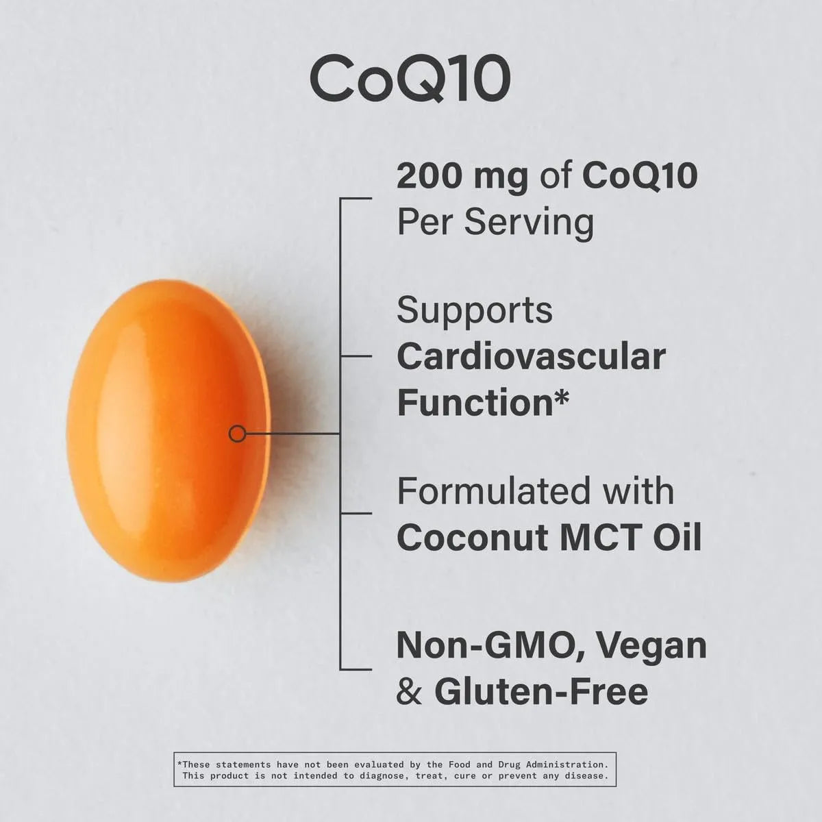 Cápsulas De Coq10 200 Mg Con Aceite De Coco Mct 90 Unidades Veganas