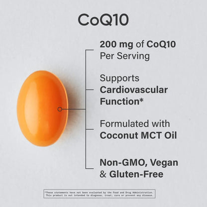 Cápsulas De Coq10 200 Mg Con Aceite De Coco Mct 90 Unidades Veganas