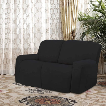 Funda Elastica Microfibra Reclinable 2 Cuerpos 6 Piezas Negra Proteccion Suave Y Lavable