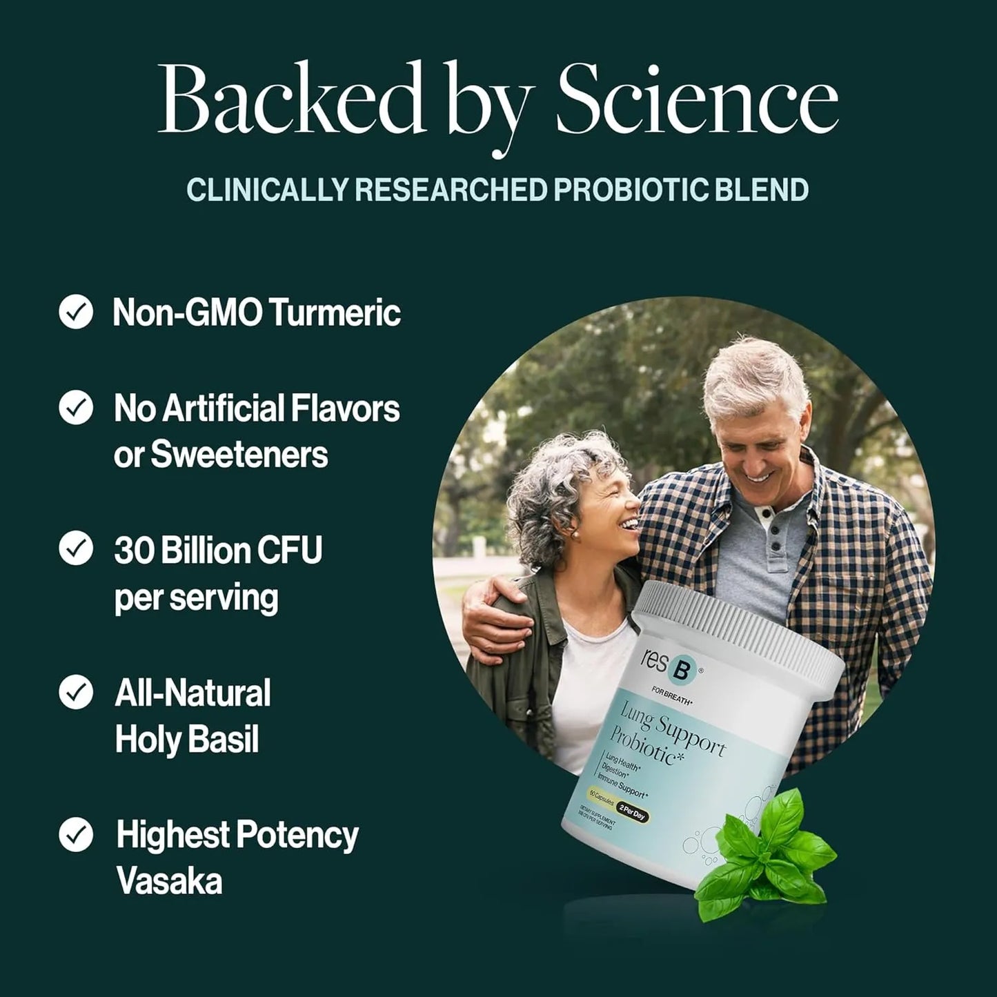 Suplemento ResB Probiótico Salud Pulmonar Intestinal Inmunidad Cúrcuma Albahaca
