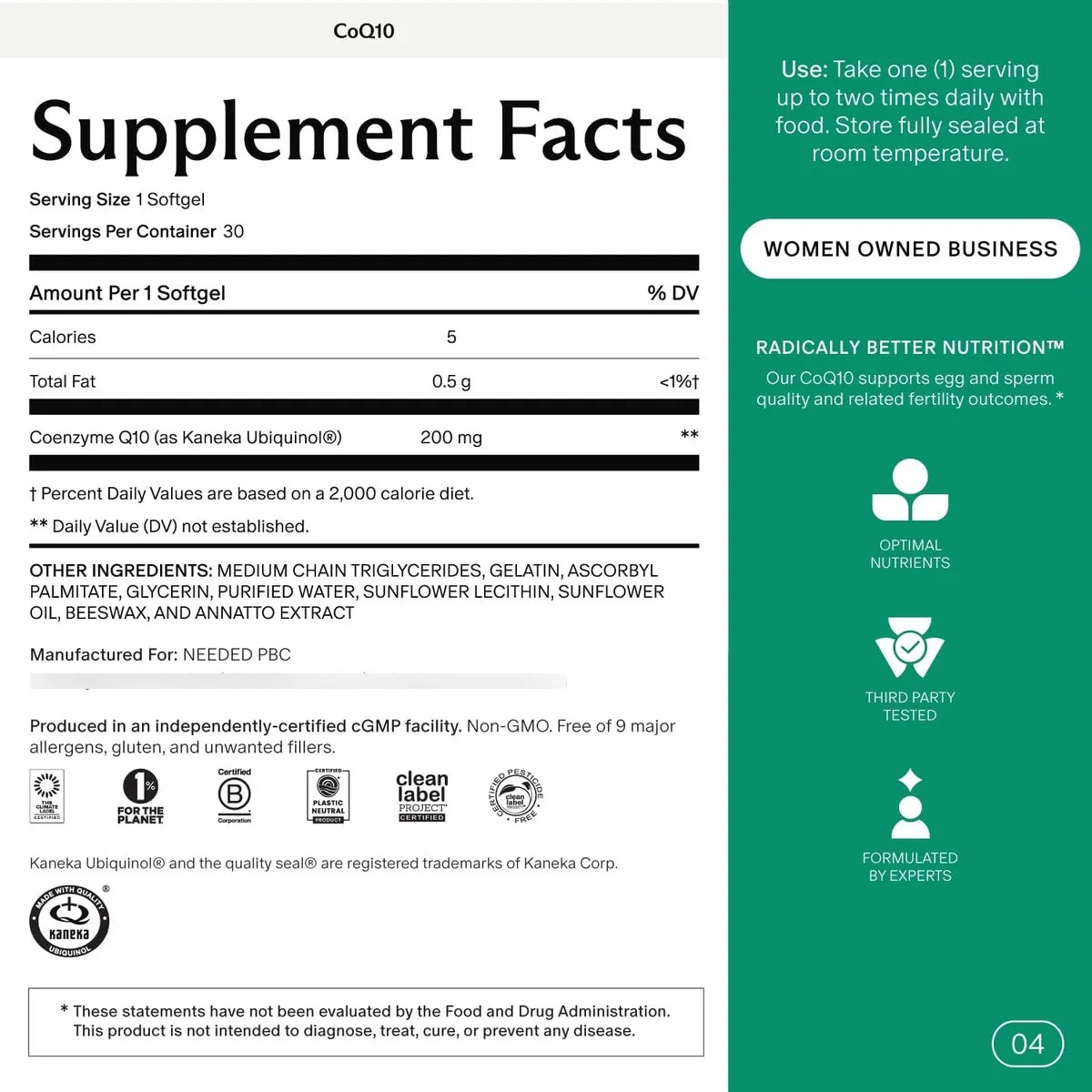 Ubiquinol CoQ10 200 Mg Energía Celular Antioxidante Salud Reproductiva