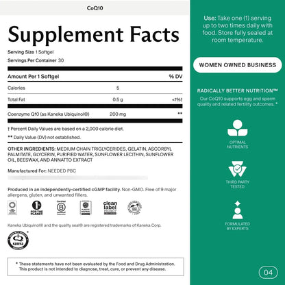Ubiquinol CoQ10 200 Mg Energía Celular Antioxidante Salud Reproductiva