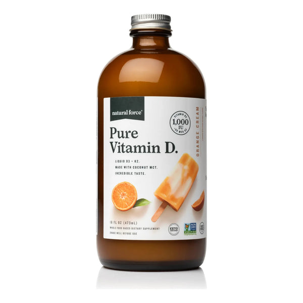 Vitamina D3 Y K2 En Líquido Con Aceite De Coco MCT Refuerzo Inmunológico Y Óseo Sabor Naranja 16 Oz