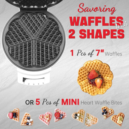 Mini Waflera Corazón Control Dorado Cocina Waffles Perfectos