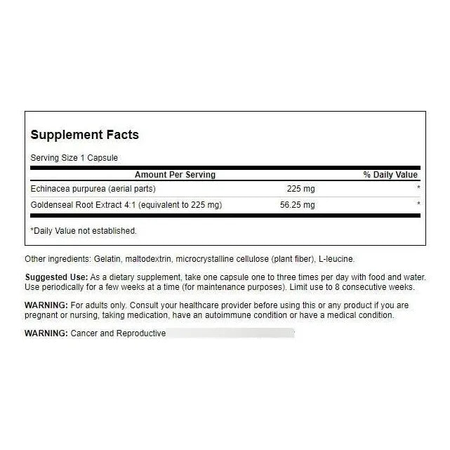 Echinacea Con Raiz De Sello De Oro 250 Capsulas Refuerzo Inmunologico