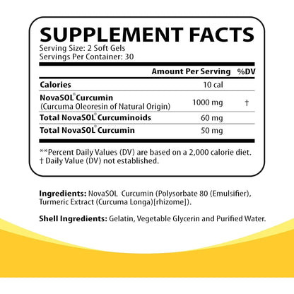 Curcumina Liposomal 1000 Mg Con Tecnología Novasol Máxima Absorción