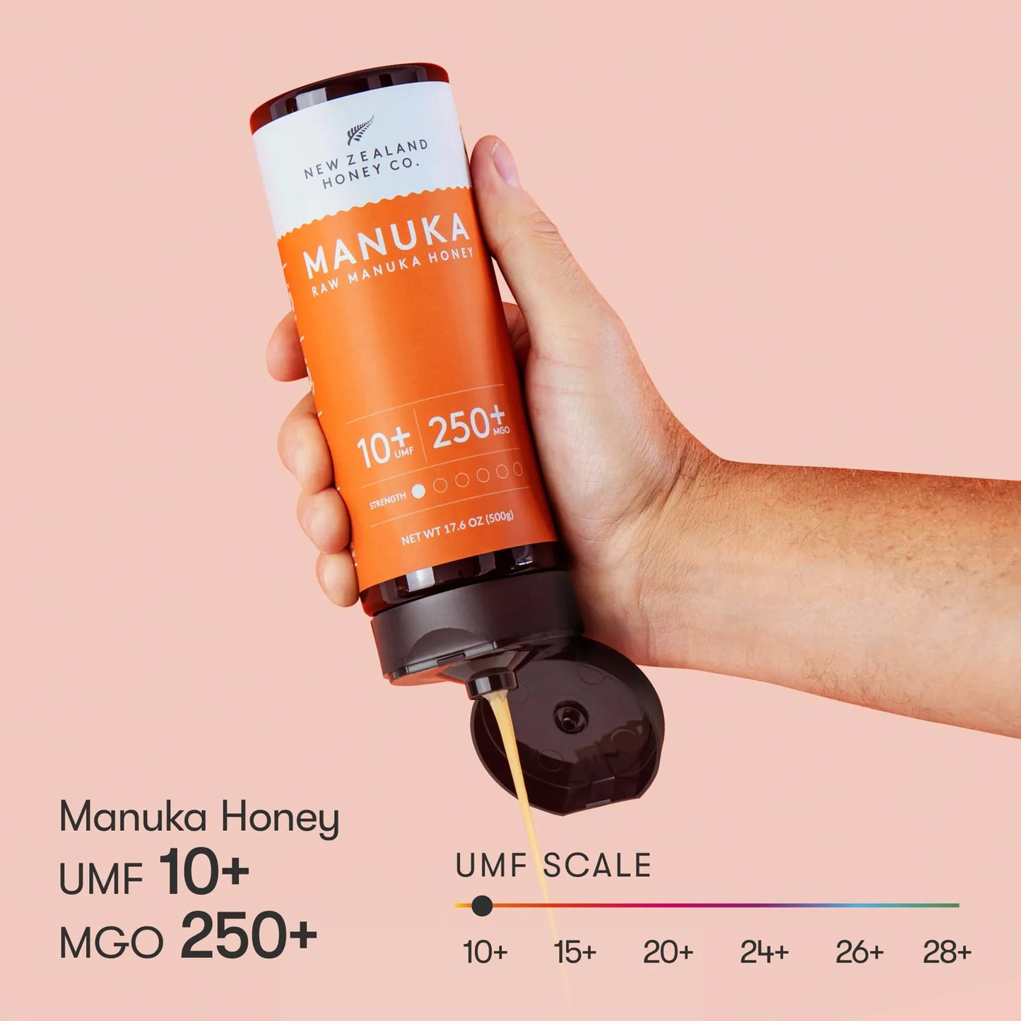 Miel De Manuka Pura UMF 10 MGO 250 Botella 17.6 Oz Importada De Nueva Zelanda