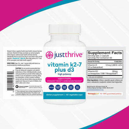 Vitamina K2 7 Plus D3 Suplemento Salud Inmunologica Cardiaca Y Osea 60 Capsulas