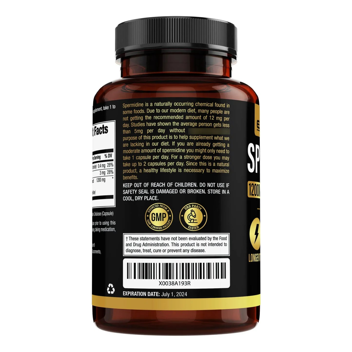Espermidina Pura 1200 Mg 90 Capsulas Extracto Germen Trigo Vegano