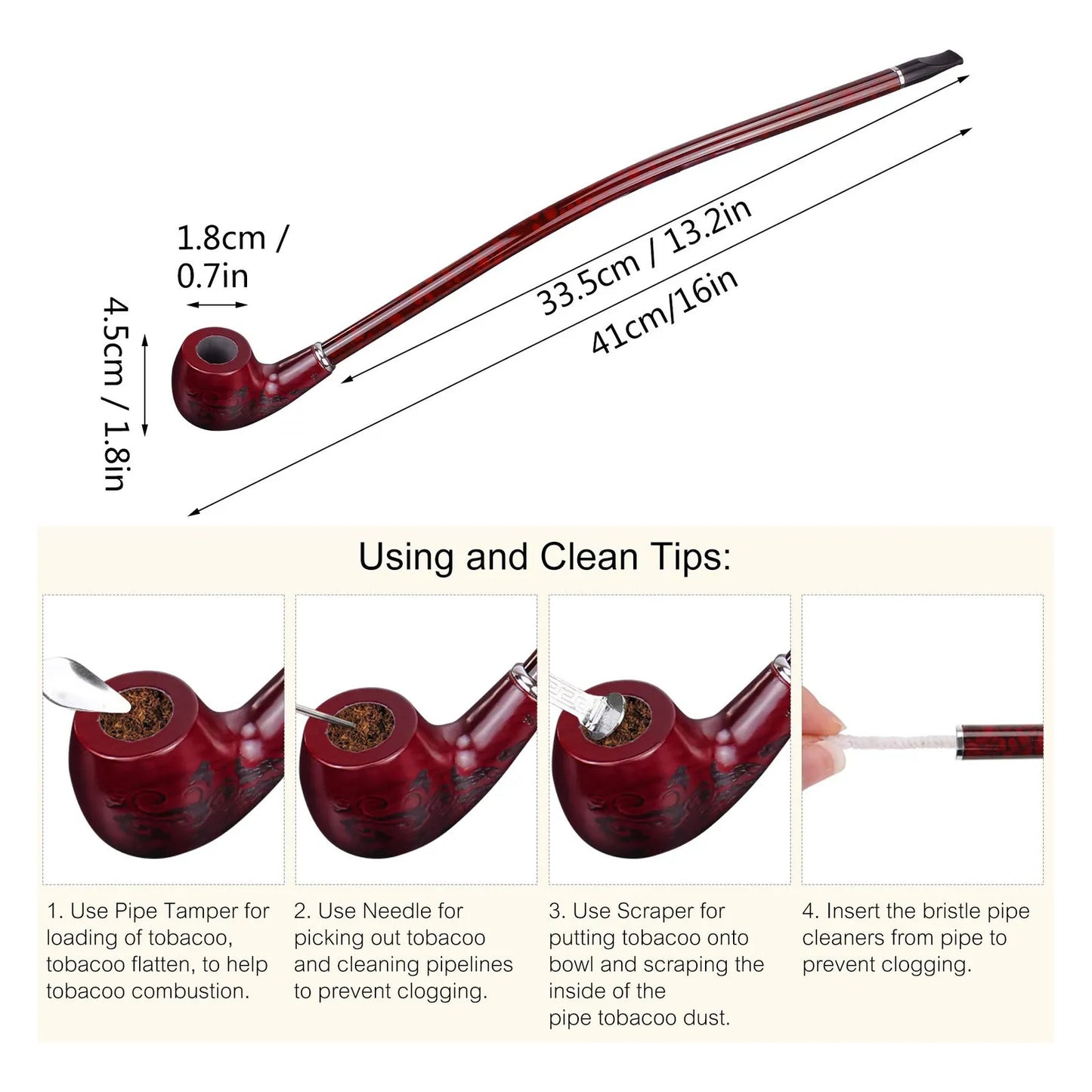 Pipa De Madera Churchwarden 33 Cm Con Caja De Regalo Ideal Para Fumar Y Decorar