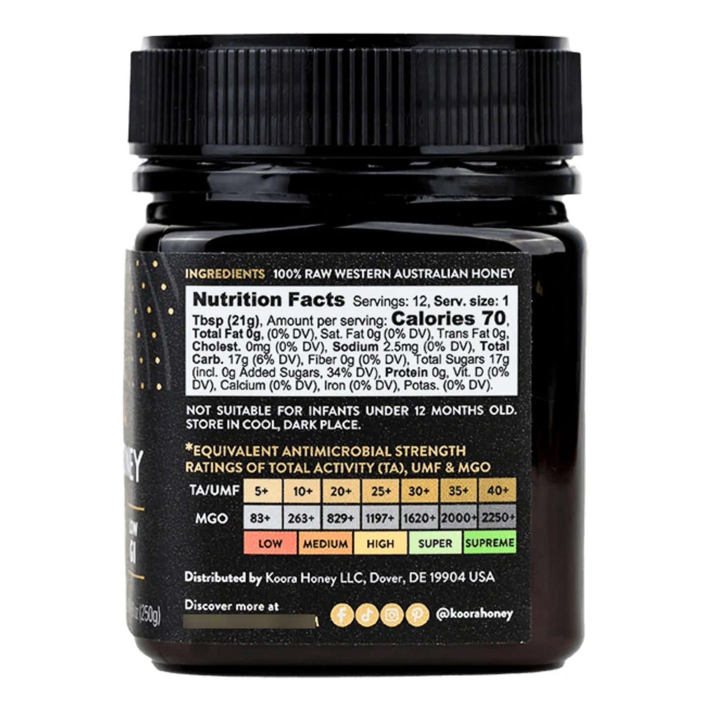 Miel Cruda Jarrah TA 35 MGO 2000 Refuerzo Inmunológico Y Energía Natural
