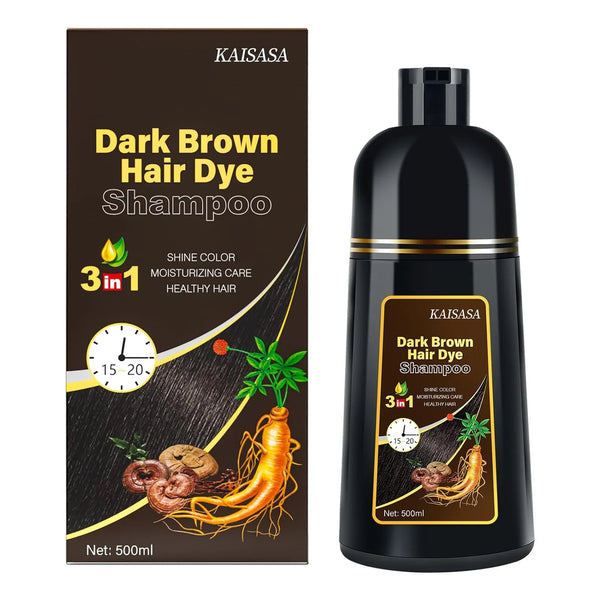 Champú Tinte Cabello 3 En 1 Marrón Oscuro Cobertura Canas Kingming 16.9 Fl Oz