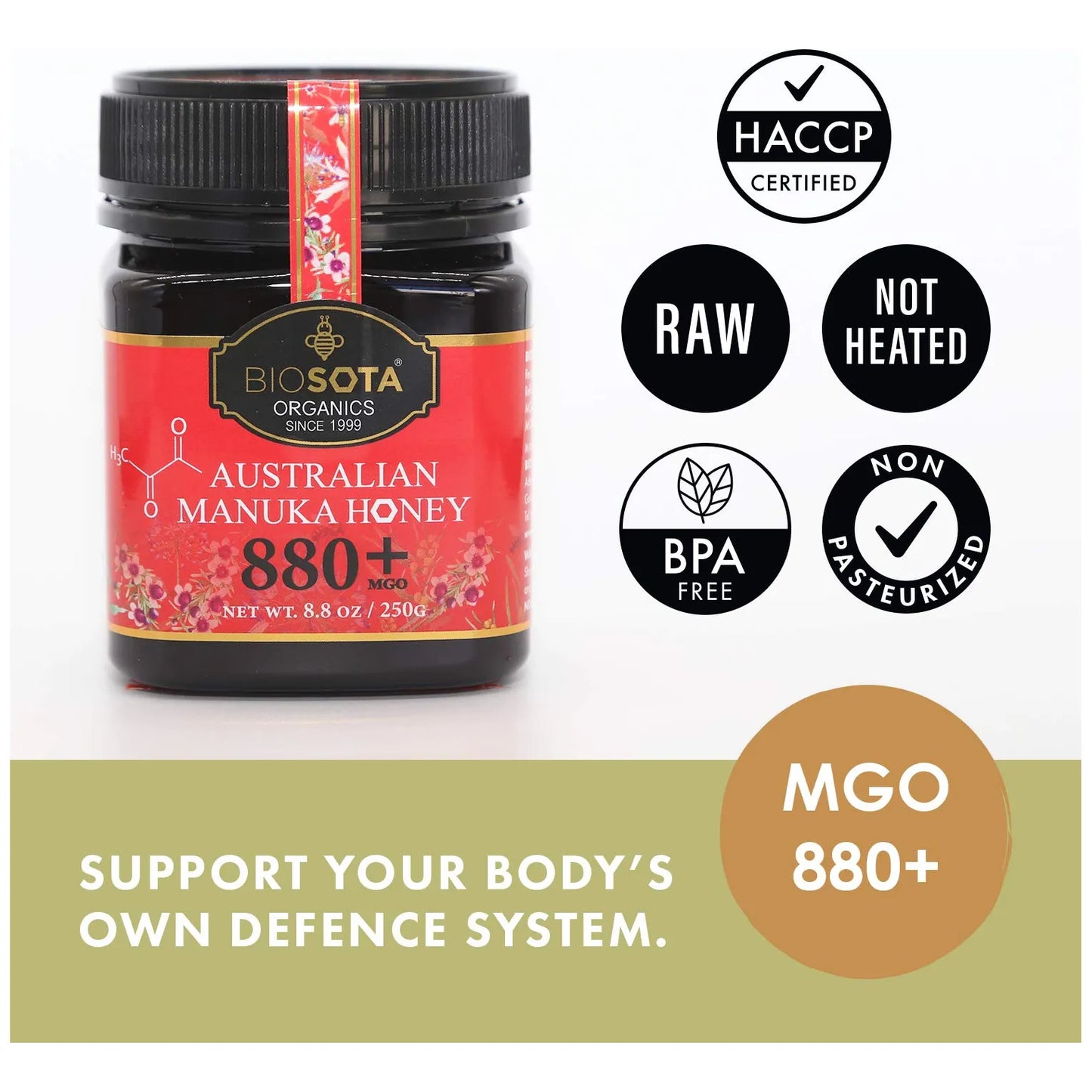 Miel De Manuka Orgánica Pura Cruda 250 Gramos Mgo 800 Grado Médico