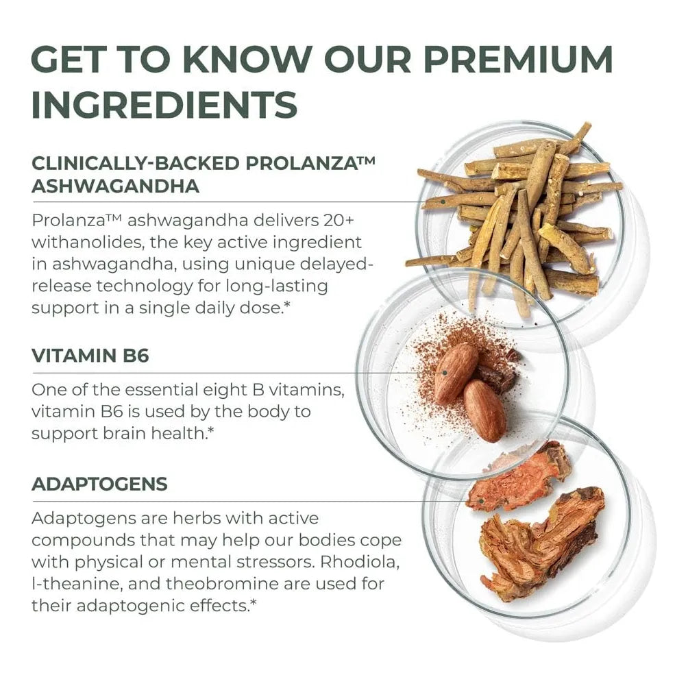 Suplemento Natural Para Aliviar El Estrés Con Ashwagandha Y LTeanina 30 Cápsulas