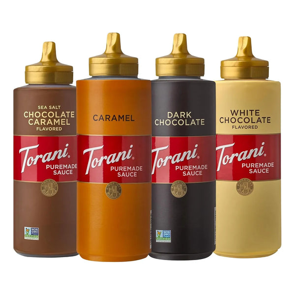 Torani Puremade Paquete Variado De Salsas 4 Sabores Botellas 16.5 Onzas