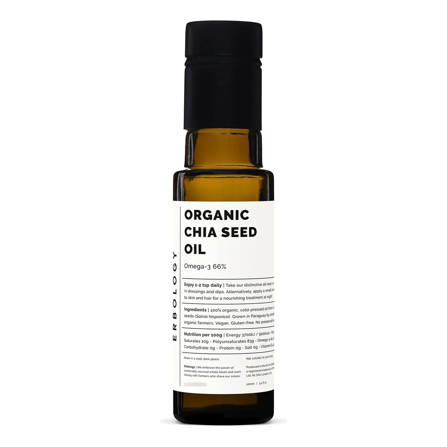 Aceite De Chía Orgánico Prensado En Frío Rico En Omega 3 Y Vitamina E 100 Ml