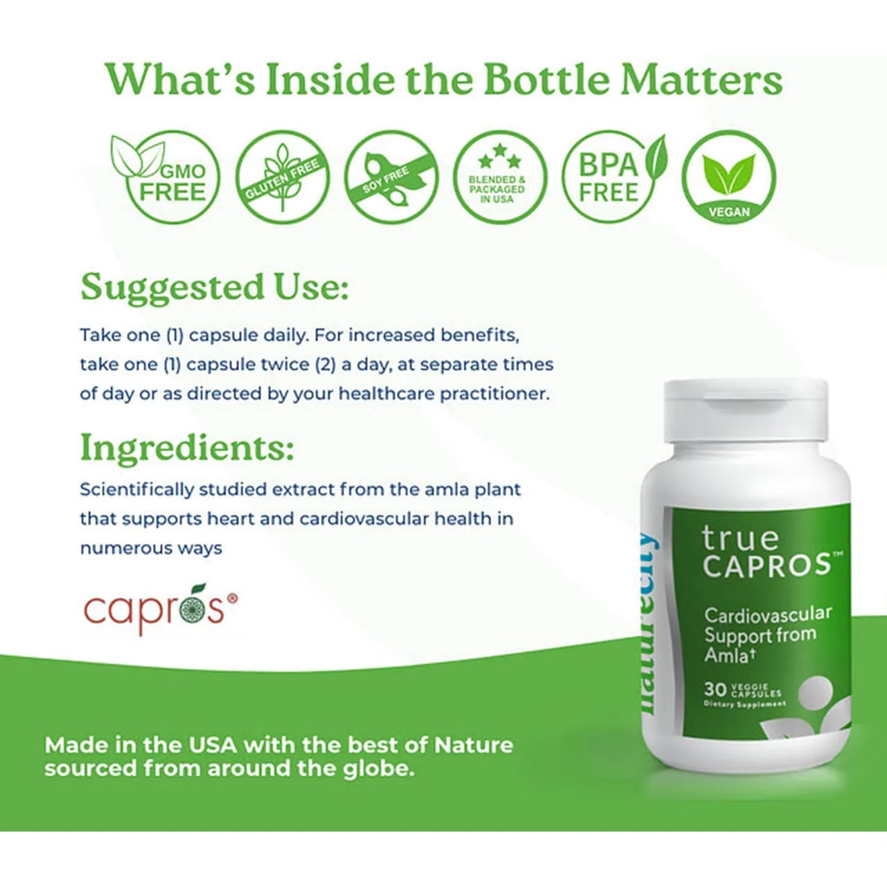 True Capros Amla Extracto Polifenol Antioxidante 60 Cápsulas Vegano Salud Cardiovascular