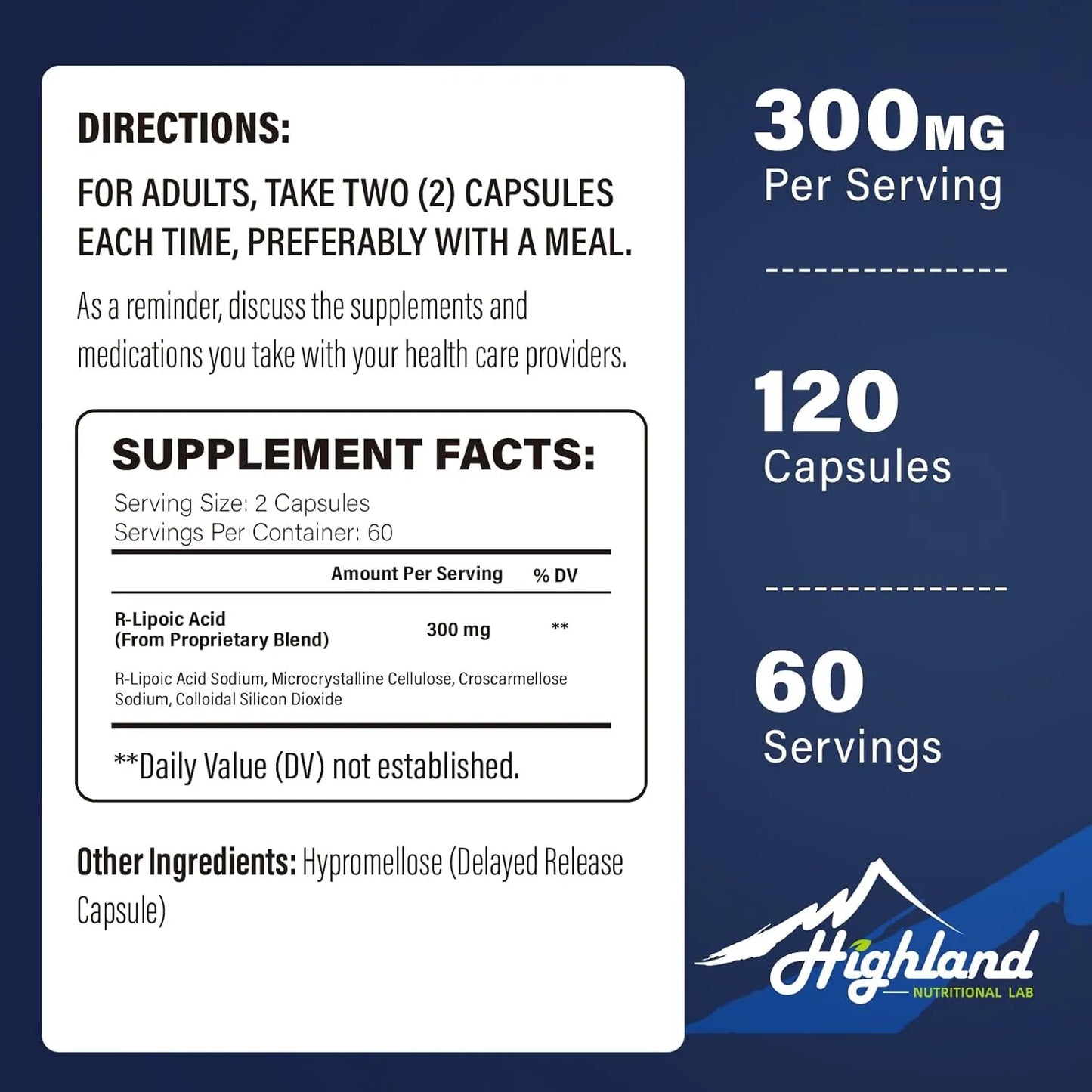 Ácido Lipoico R 300 Mg 120 Cápsulas Absorción Superior Antioxidante