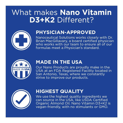 Vitamina D3 K2 Líquida Nanosizada 5000 UI Absorción Rápida Salud Ósea E Inmune