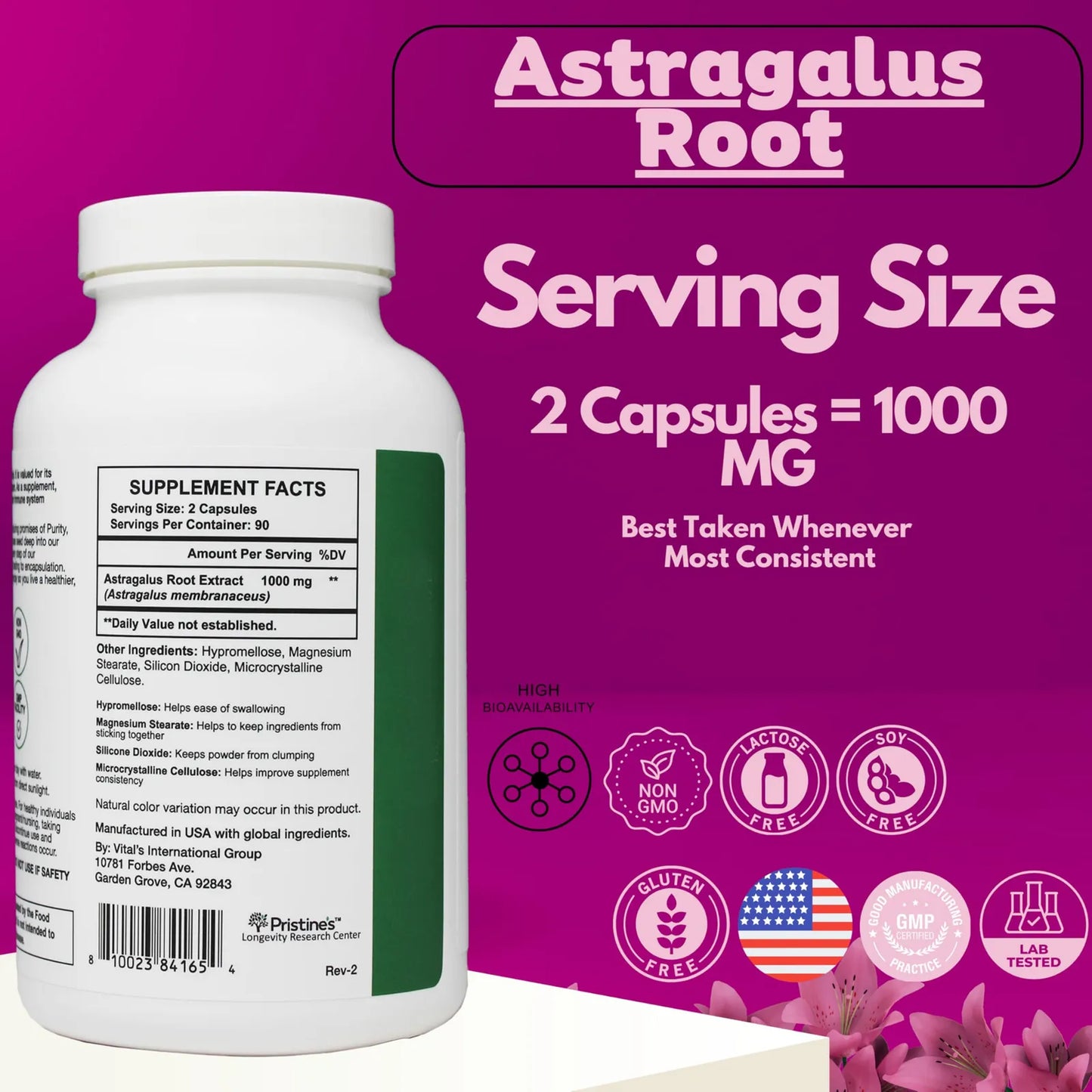 Capsulas De Raiz De Astragalo 1000 Mg Apoyo Inmunologico Salud Cardiaca Y Pulmonar