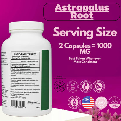 Capsulas De Raiz De Astragalo 1000 Mg Apoyo Inmunologico Salud Cardiaca Y Pulmonar