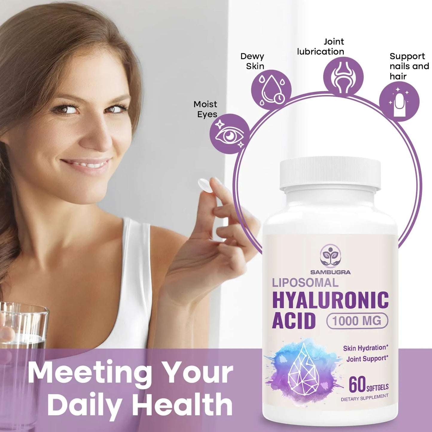 Capsulas Liposomales Acido Hialuronico 1000 Mg Hidratacion Piel Y Articulaciones
