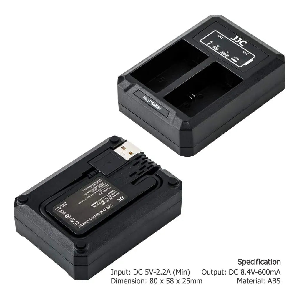 Cargador Usb Doble Ranura Para Baterias Canon Lp E6 Lp E6n Lp E6nh Carga Rapida