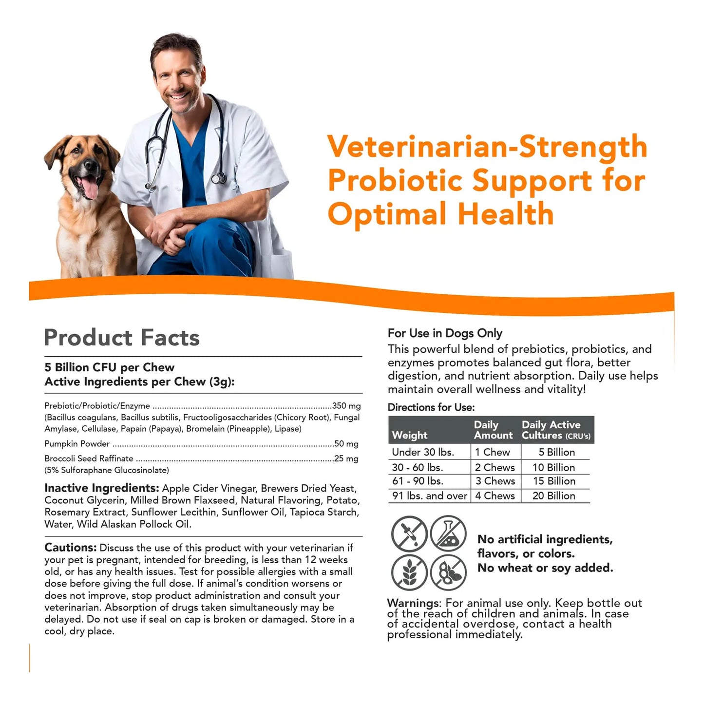Masticables Blandos Probióticos Avanzados Para Perros Con 10 Mil Millones De UFC