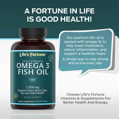 Aceite De Pescado Omega 3 2500 Mg 120 Cápsulas Blandas Alta Potencia EPA DHA